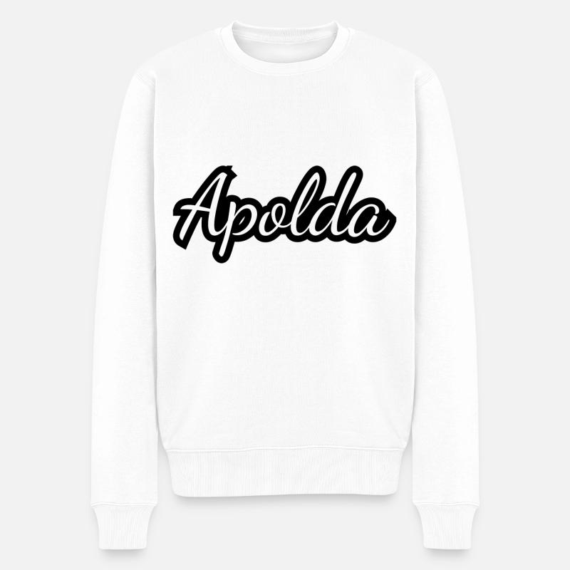 Apolda - Textdesign mit Stadtnamen - Männer Premium Bio Pullover - Weiß