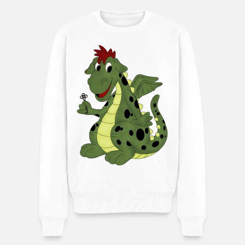 Dragon écarquillé vert - Pull Premium bio Homme - blanc