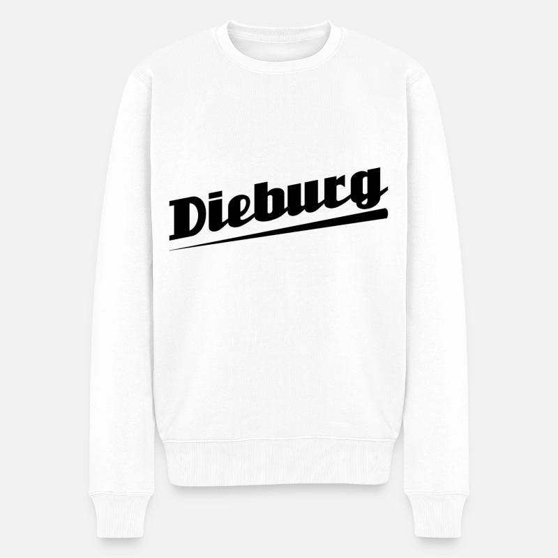 Dieburg - Textdesign mit Stadtnamen - Männer Premium Bio Pullover - Weiß