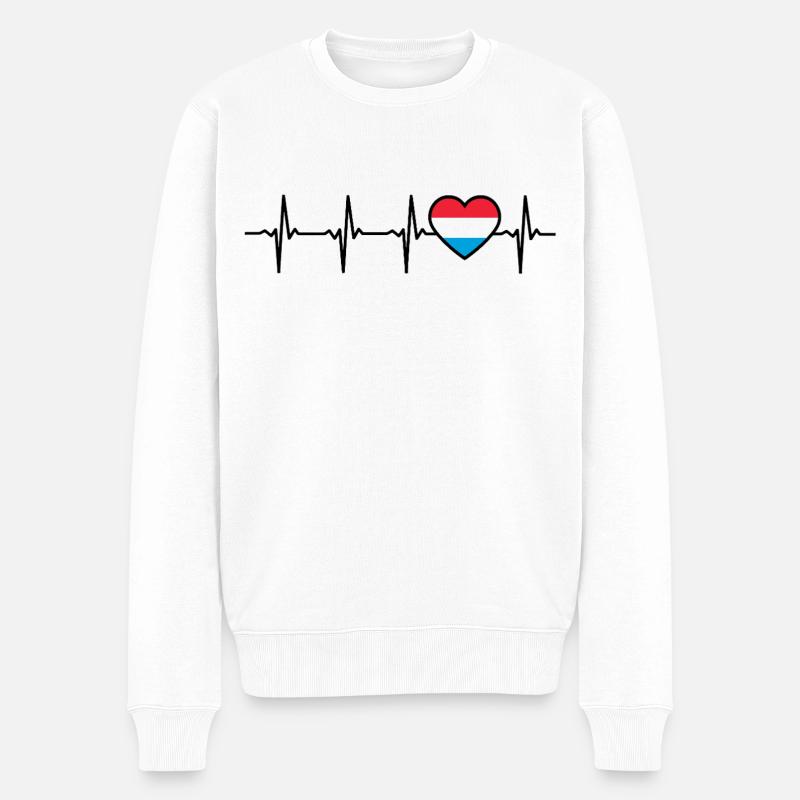 Luxembourg Heartbeat Drapeau luxembourgeois - Pull Premium bio Homme - blanc