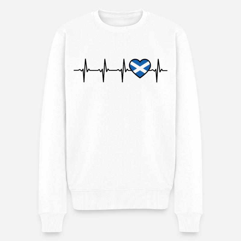 Schottland Herzschlag Flagge Schotte - Männer Premium Bio Pullover - Weiß