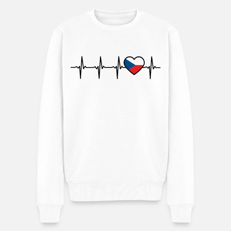 Drapeau tchèque Heartbeat Tchèque - Pull Premium bio Homme - blanc