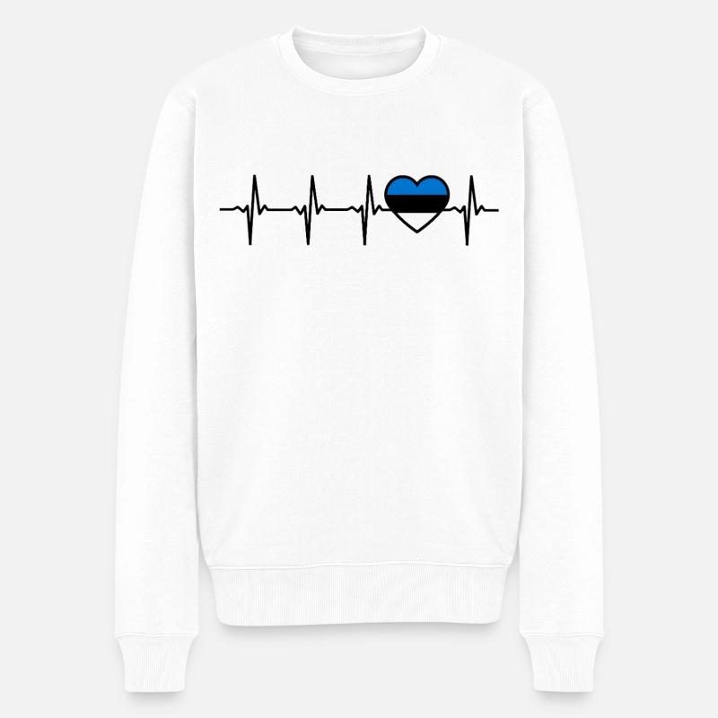 Estonie Heartbeat Flag Este - Pull Premium bio Homme - blanc