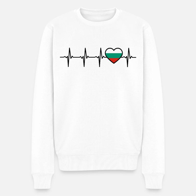 Bulgare Herzschlag Bulgarien - Männer Premium Bio Pullover - Weiß