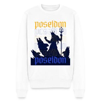 Poséidon Dieu grec - Pull Premium bio Homme - blanc - Devant - Thijin (182cm)