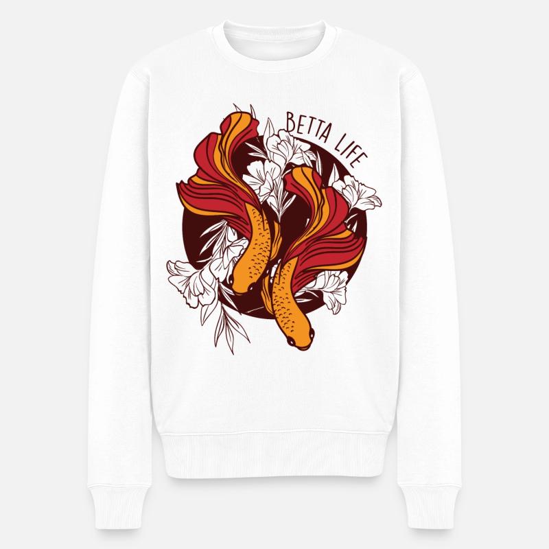 Siamesischer Kampffisch Betta Life - Männer Premium Bio Pullover - Weiß