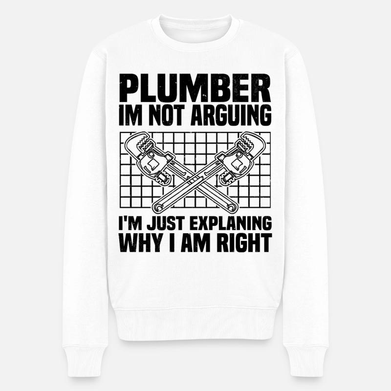 Klempner Sprüche | Handwerker Azubi Geschenkideen - Männer Premium Bio Pullover - Weiß
