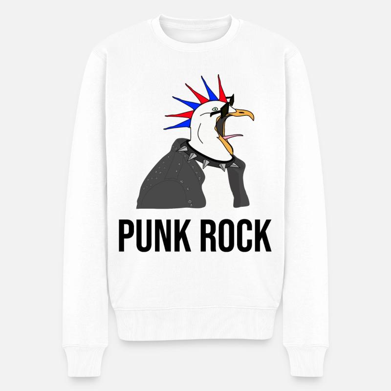 Punker Möwe - Männer Premium Bio Pullover - Weiß