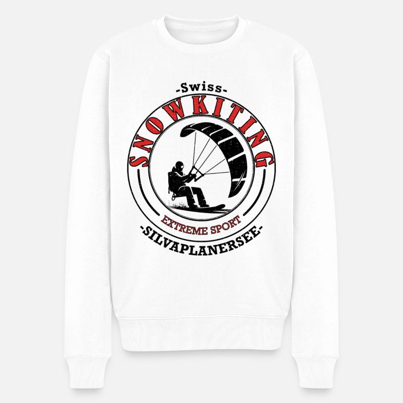 Swiss Snowkiting Red - Männer Premium Bio Pullover - Weiß