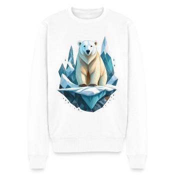 Eisbär auf Eisscholle im Klimawandel - Männer Premium Bio Pullover - Weiß - Vorne - Thijin (182cm)