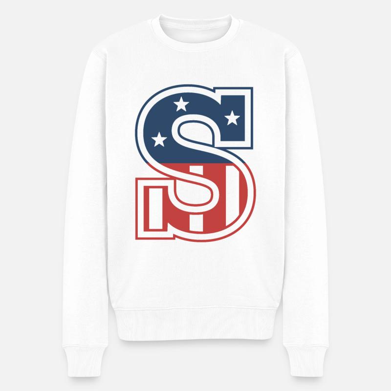 Buchstabe S USA - Männer Premium Bio Pullover - Weiß