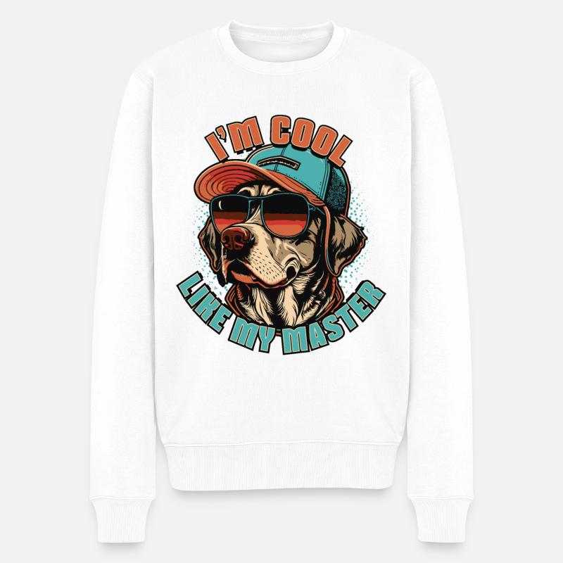 Ich bin cool wie mein Herrchen - Männer Premium Bio Pullover - Weiß