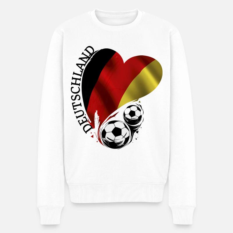 Fussball Herz Deutschland Liebe Schwarzrotgelb - Männer Premium Bio Pullover - Weiß