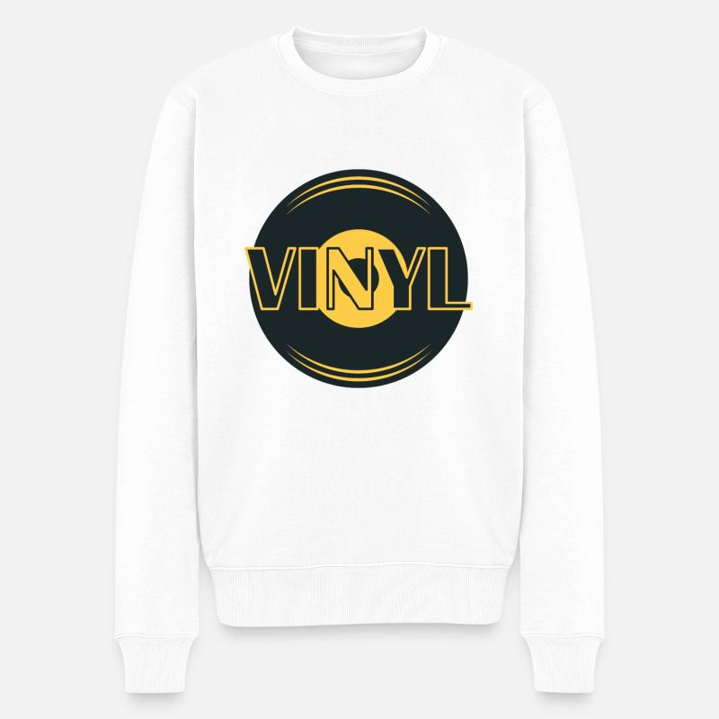 Vinyl - Männer Premium Bio Pullover - Weiß
