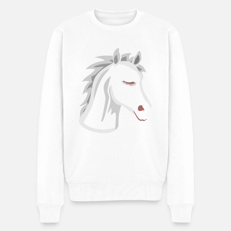 Pferdekopf - Männer Premium Bio Pullover - Weiß