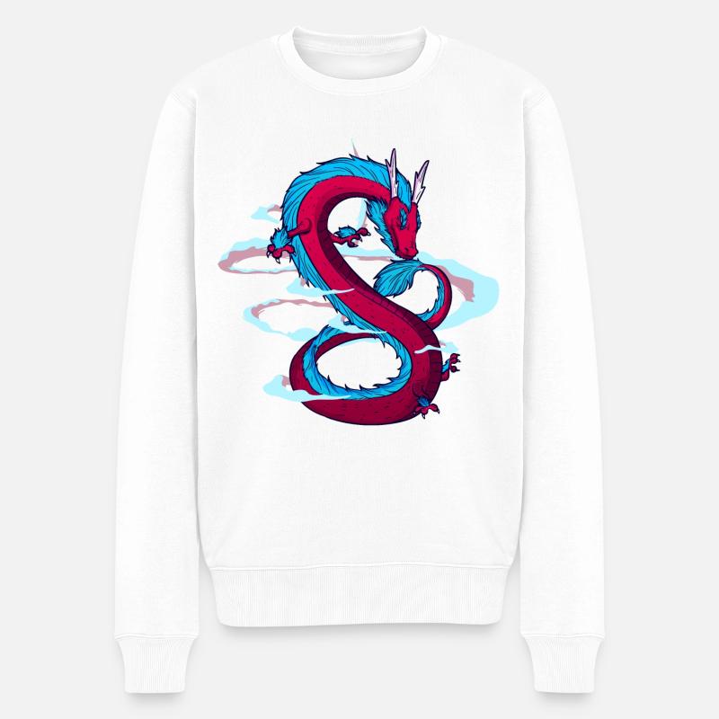 Drache - Männer Premium Bio Pullover - Weiß
