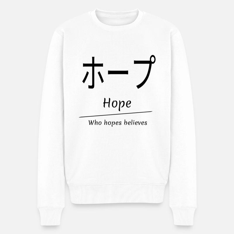Hoffnung, espoir, caractères japonais, simple - Pull Premium bio Homme - blanc