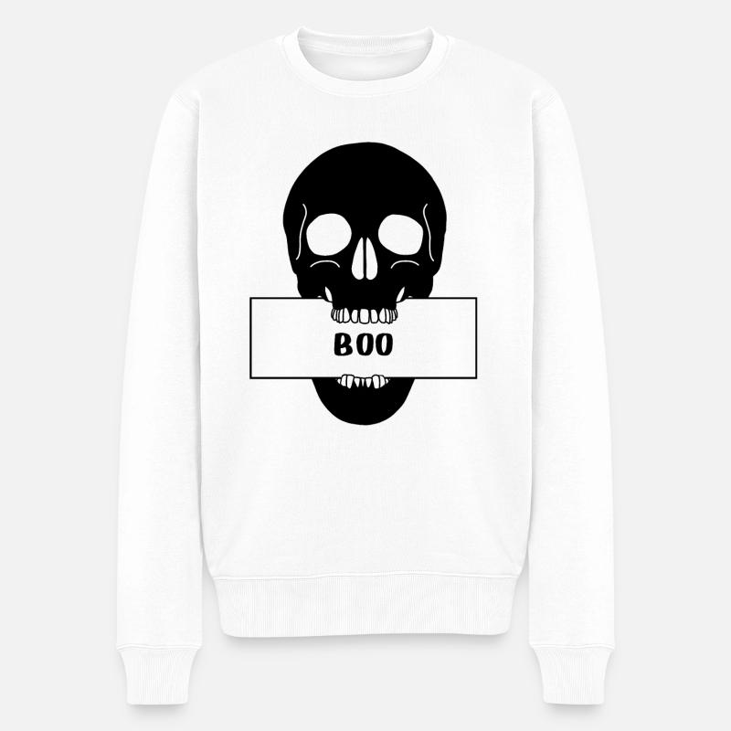 Crâne crânien avec bouclier « Boo » - Pull Premium bio Homme - blanc