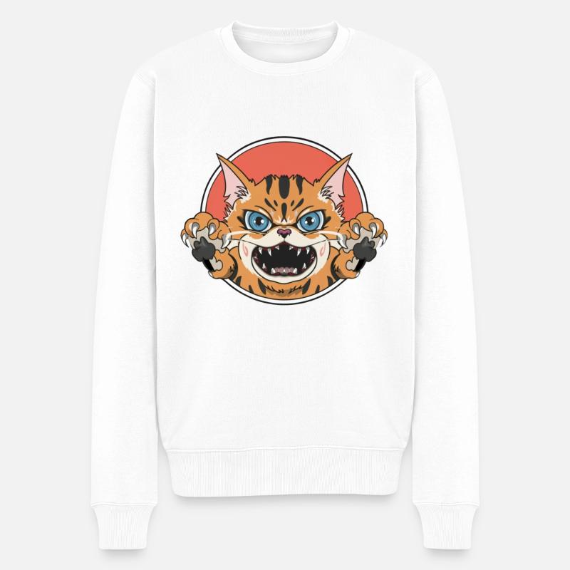 Ruddy Cat Circle - Männer Premium Bio Pullover - Weiß