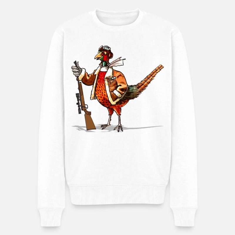 Graphique Chasseur de faisans - Pull Premium bio Homme - blanc