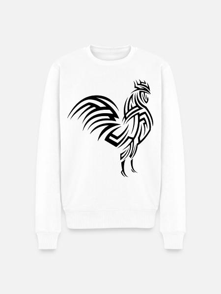 Rooster Tribal Tattoo - Men's Premium Organic Jumper - white