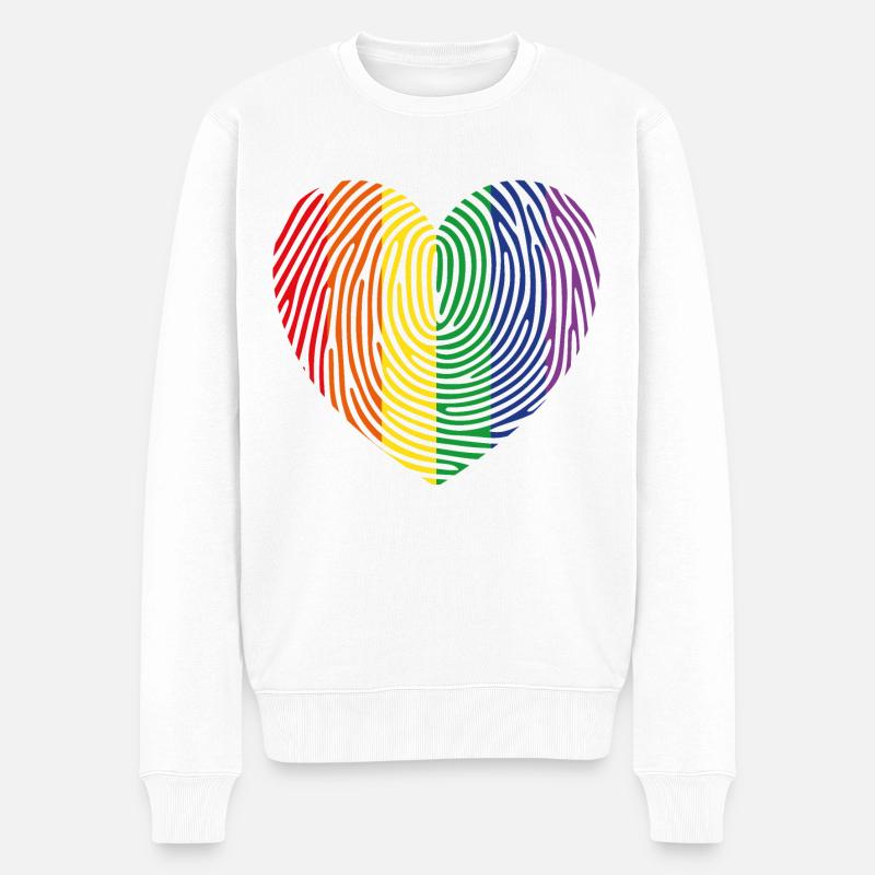Stolz Herz Fingerabdruck - Männer Premium Bio Pullover - Weiß