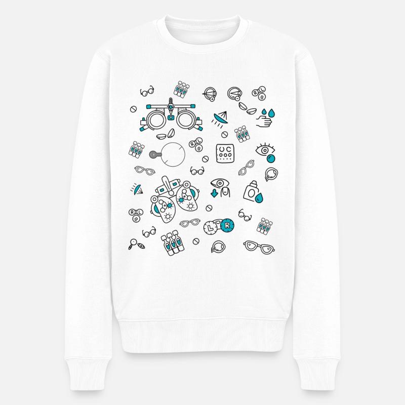 Augenoptiker, Augenoptiker, Linsenoptiker, Augenoptiker - Männer Premium Bio Pullover - Weiß