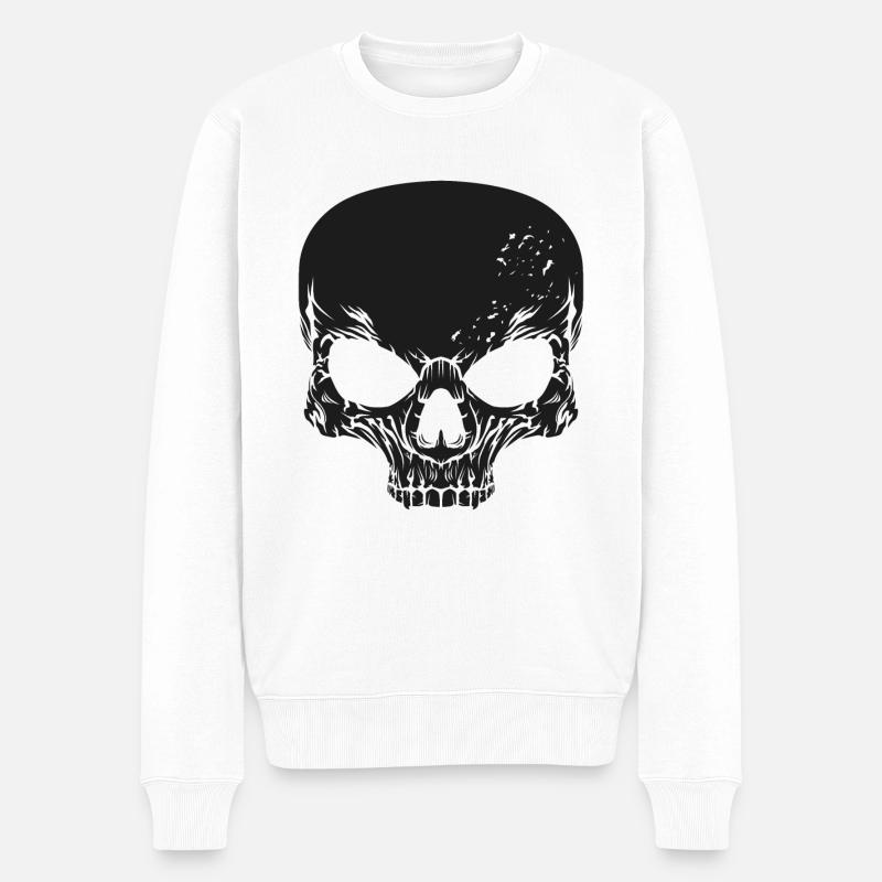 Totenkopf Schädel Skull - Männer Premium Bio Pullover - Weiß
