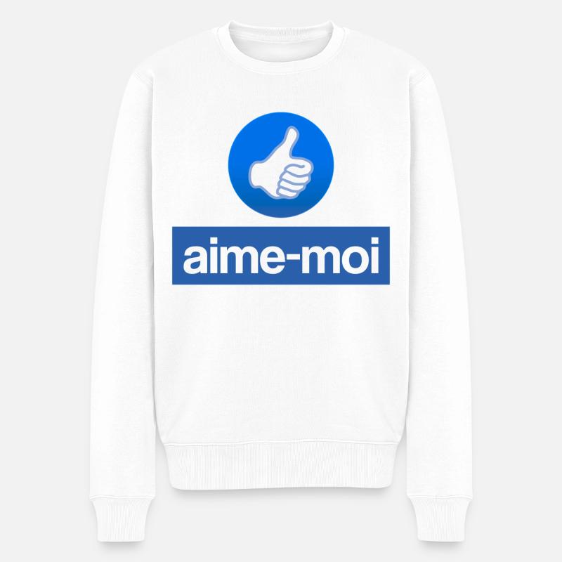 Aime-moi (lâche un pouce bleu !) - Pull Premium bio Homme - blanc