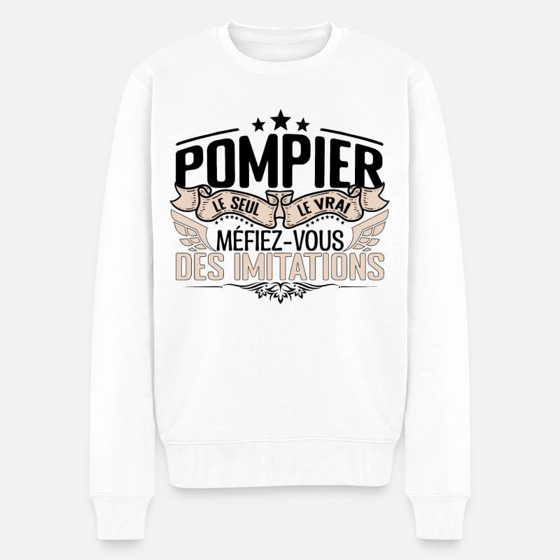 Pompier cadeau Pompier le vrai Pompier - Pull Premium bio Homme - blanc