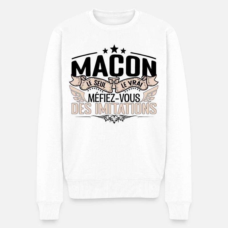 Maçon cadeau Maçon le vrai Maçon - Pull Premium bio Homme - blanc