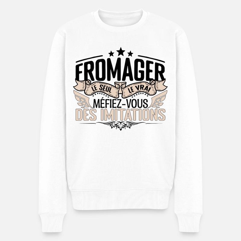 Fromager cadeau Fromager le vrai Fromager - Pull Premium bio Homme - blanc