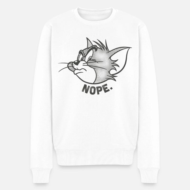 Tom Und Jerry Nope - Männer Premium Bio Pullover - Weiß