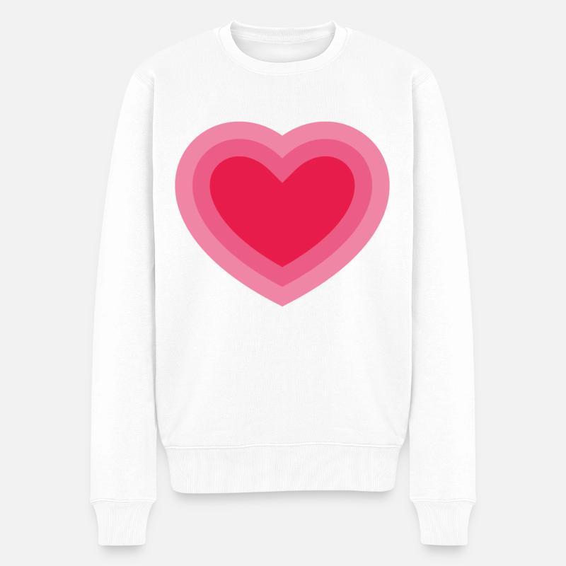 Konzentrisches rosa Herz - Männer Premium Bio Pullover - Weiß