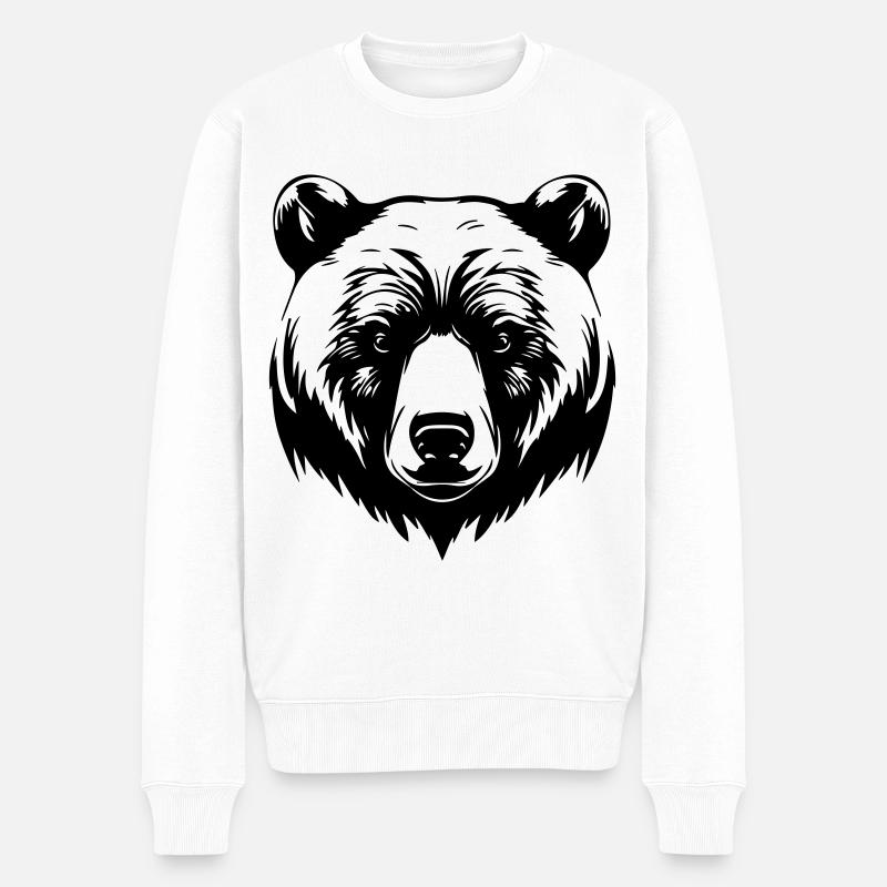 Bär Grizzly Tier - Männer Premium Bio Pullover - Weiß