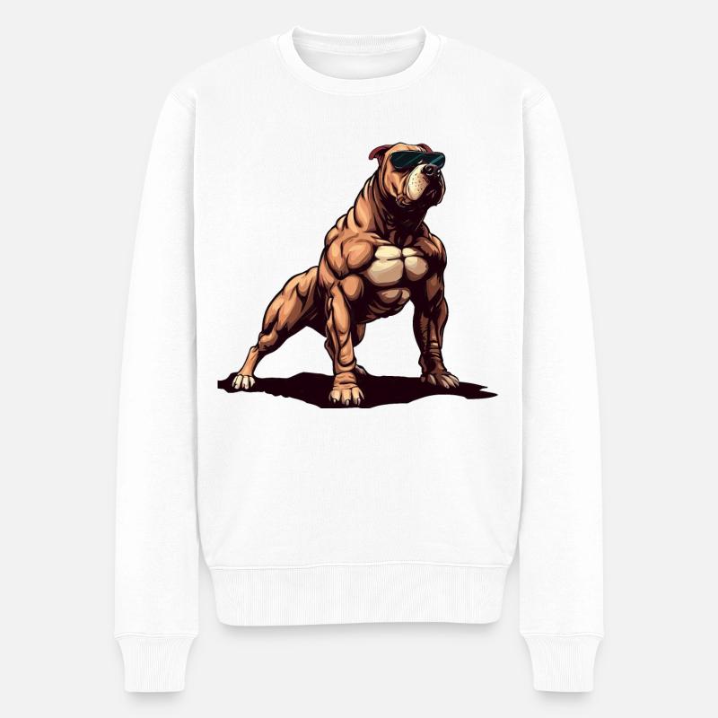 Pitbull Der Held - Männer Premium Bio Pullover - Weiß