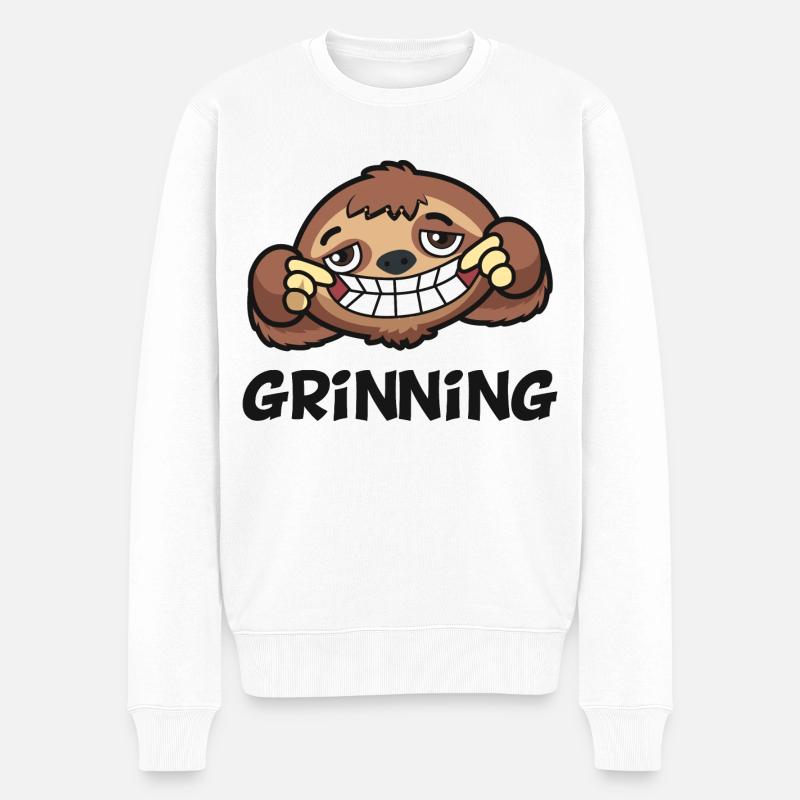 Sourire Drôle Graphique - Pull Premium bio Homme - blanc