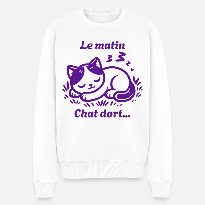 Chat Dort Chat Mignon Pas Du Matin - Pull Premium bio Homme - blanc