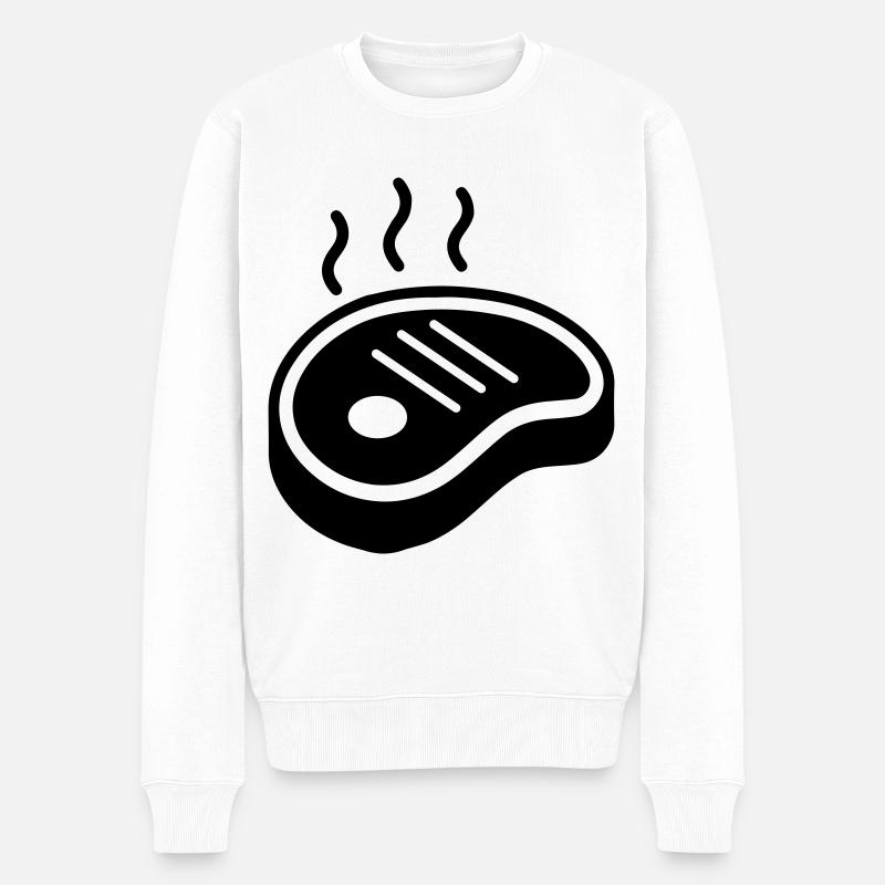 Icône de steak Silhouette - Pull Premium bio Homme - blanc