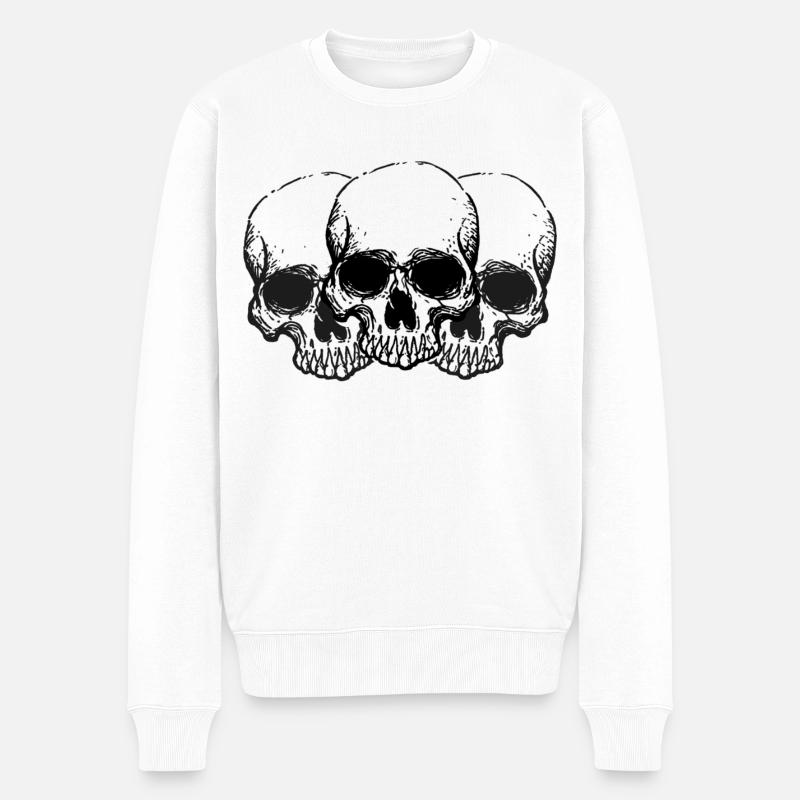 Schädel - Männer Premium Bio Pullover - Weiß