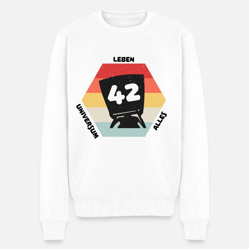 Antwort 42 - Männer Premium Bio Pullover - Weiß