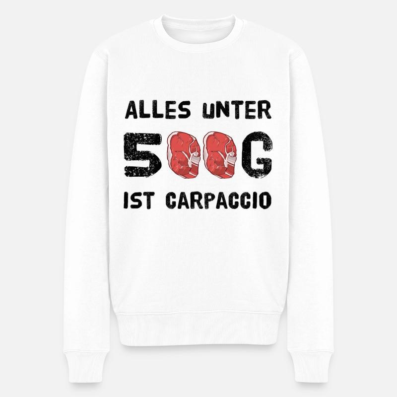 Grillen Alles Unter 500G Ist Carpaccio - Männer Premium Bio Pullover - Weiß
