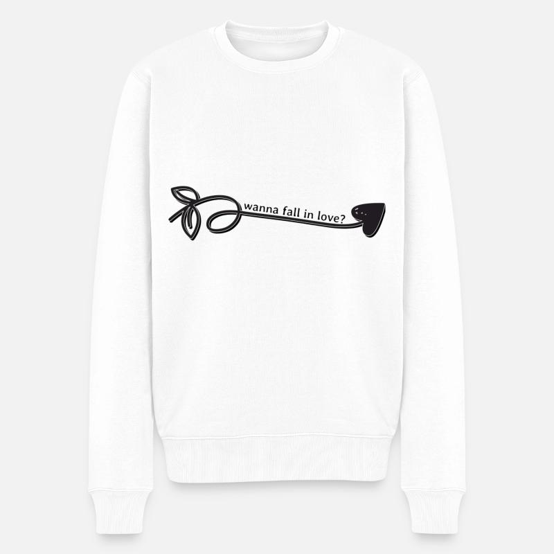Wanna fall in love? - Männer Premium Bio Pullover - Weiß