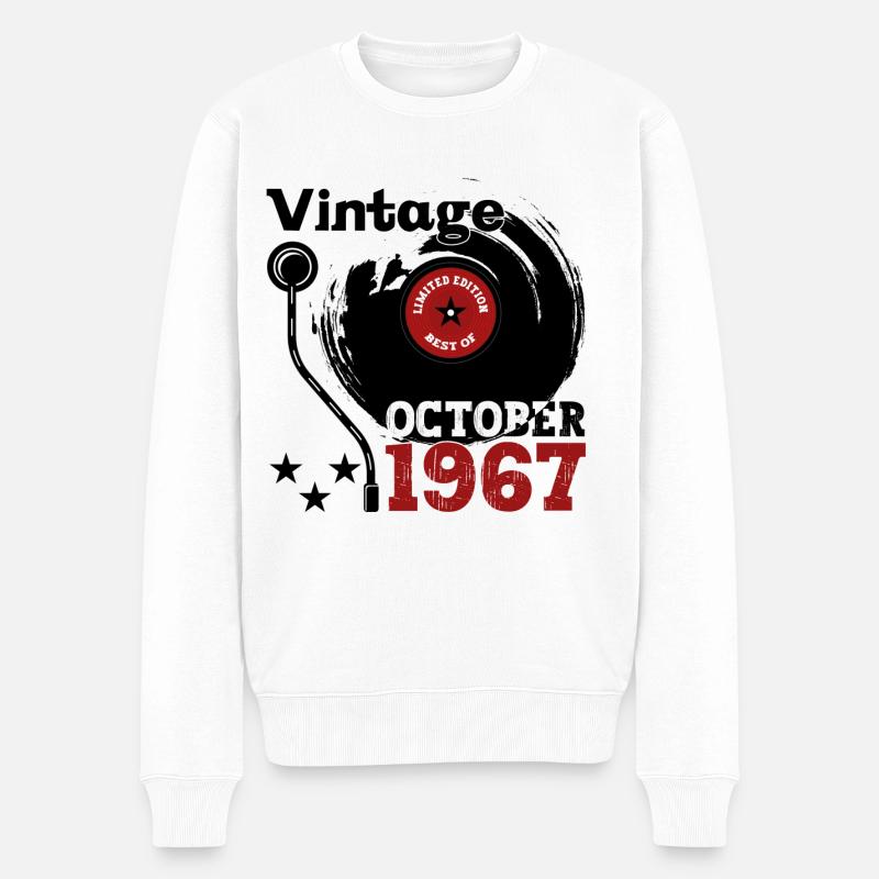 Oktober Jahrgang 1967 55. Geburtstag Geschenk - Männer Premium Bio Pullover - Weiß