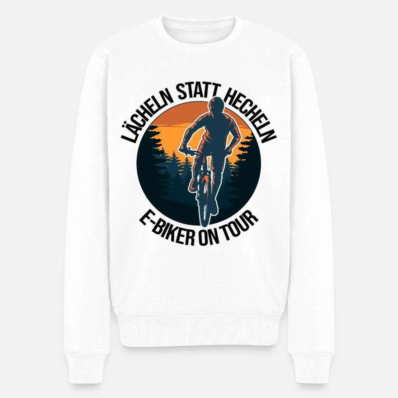 fahrrad akku e bike lächeln hecheln biker ebike - Männer Premium Bio Pullover - Weiß