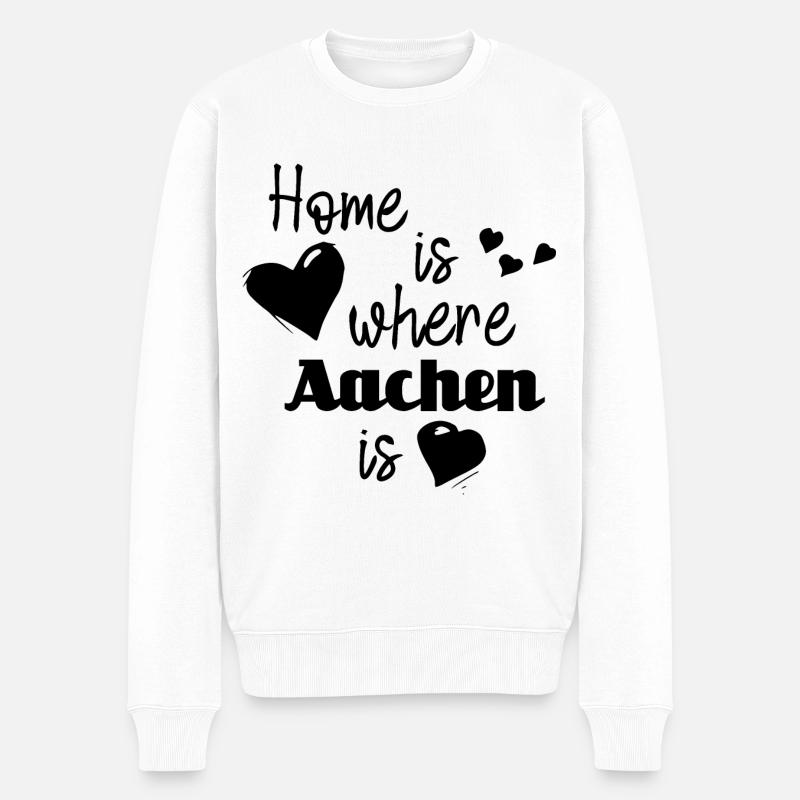 Zuhause in Aachen - Home is where Aachen is - Männer Premium Bio Pullover - Weiß