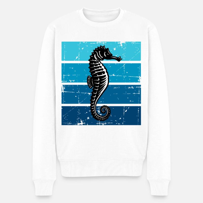 Seepferdchen Meereslebewesen Seepferd - Männer Premium Bio Pullover - Weiß
