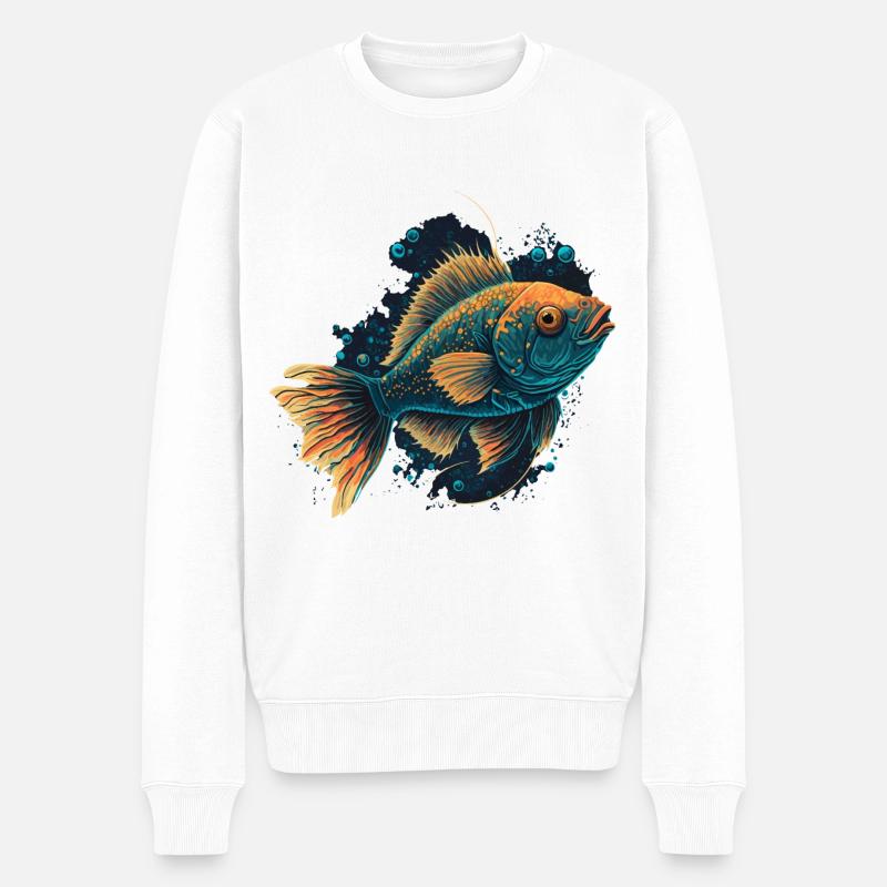 Poisson dans la mer - Pull Premium bio Homme - blanc