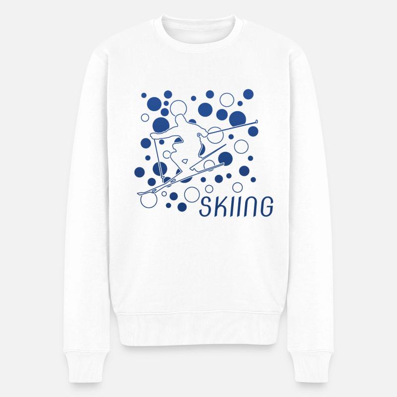 Skiing Ski - Männer Premium Bio Pullover - Weiß