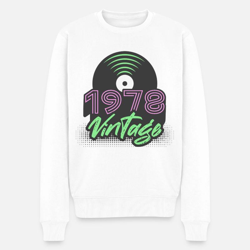 1978 Vintage Schallplatten Geburtstag Geschenkidee - Männer Premium Bio Pullover - Weiß